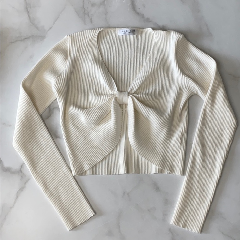 ❤️FINAL PRICE DROP❤️ Blanc + Rosé | Knit Bow Top